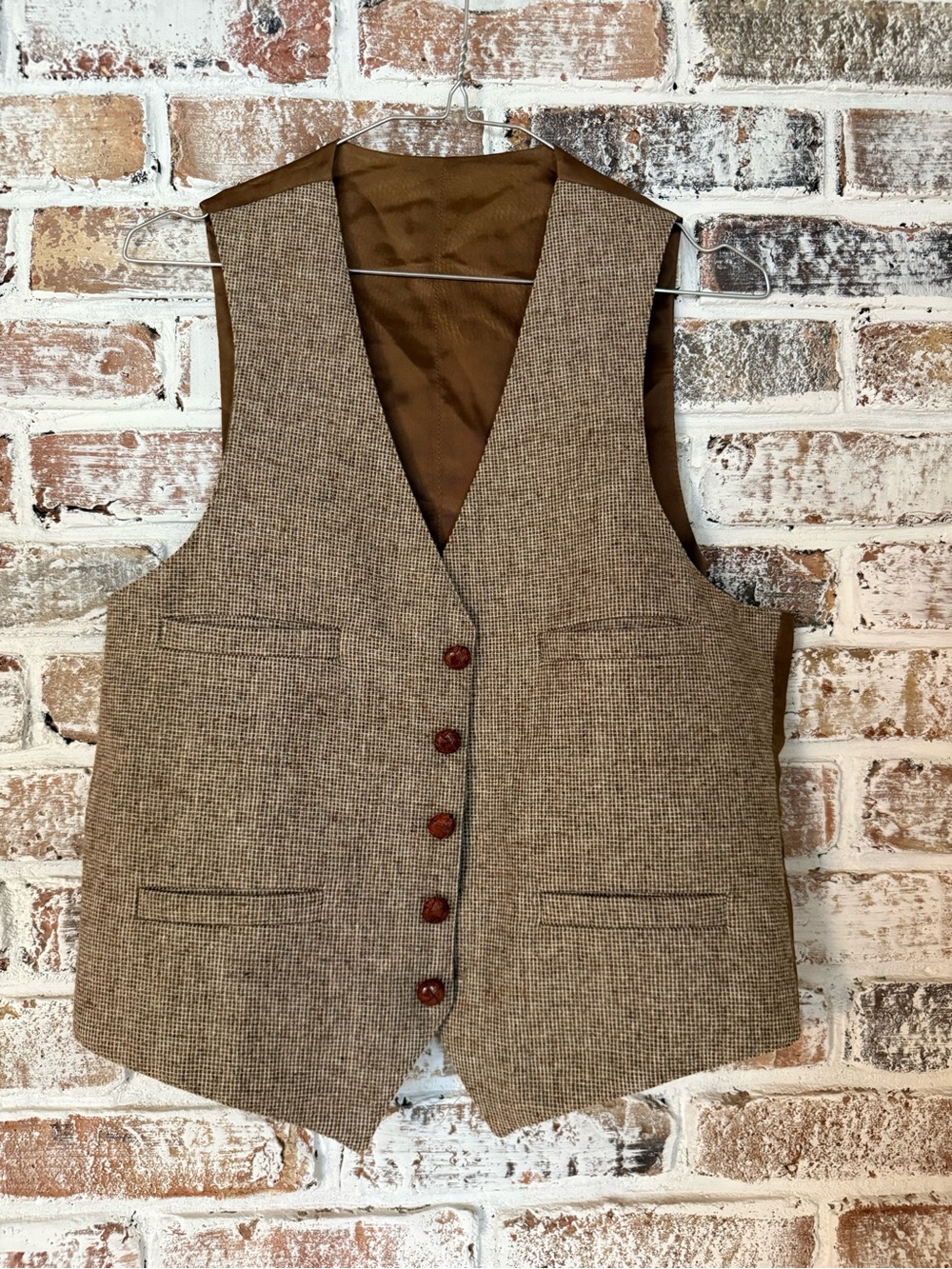 Brown Tweed Vest - Classic Tailored Waistcoat Unbranded Size Small